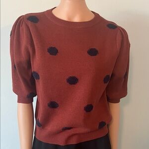 Compania Fantastica Brown and Navy Polka Dot Sweater